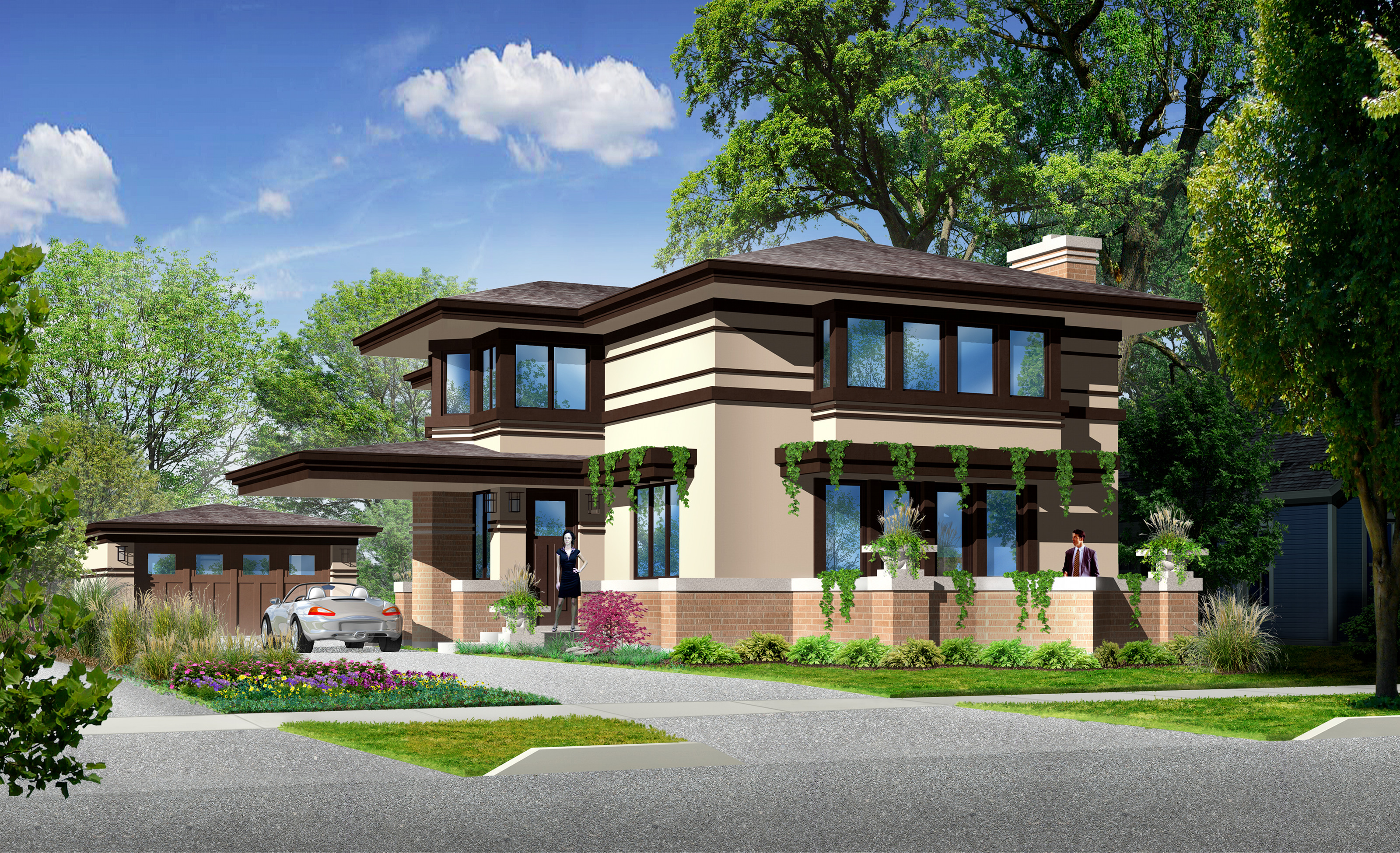 New Prairie Style Home, Frank Lloyd Wright Inspired, West Studio, 465 Mitchell Elmhurst IL