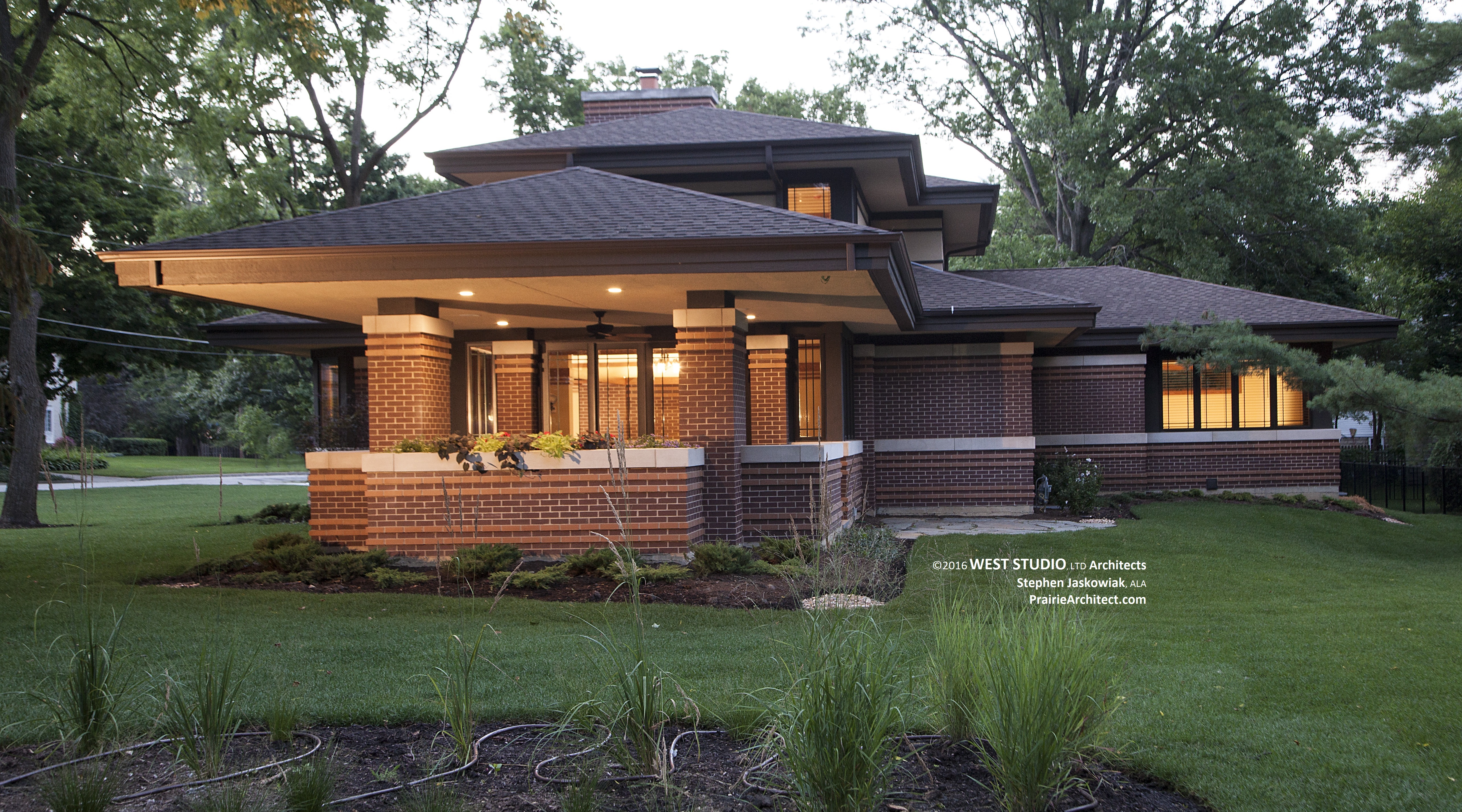 Modern Prairie Style, Frank Lloyd Wright Inspired, West Studio, Stephen Jaskowiak, Prairie-style House