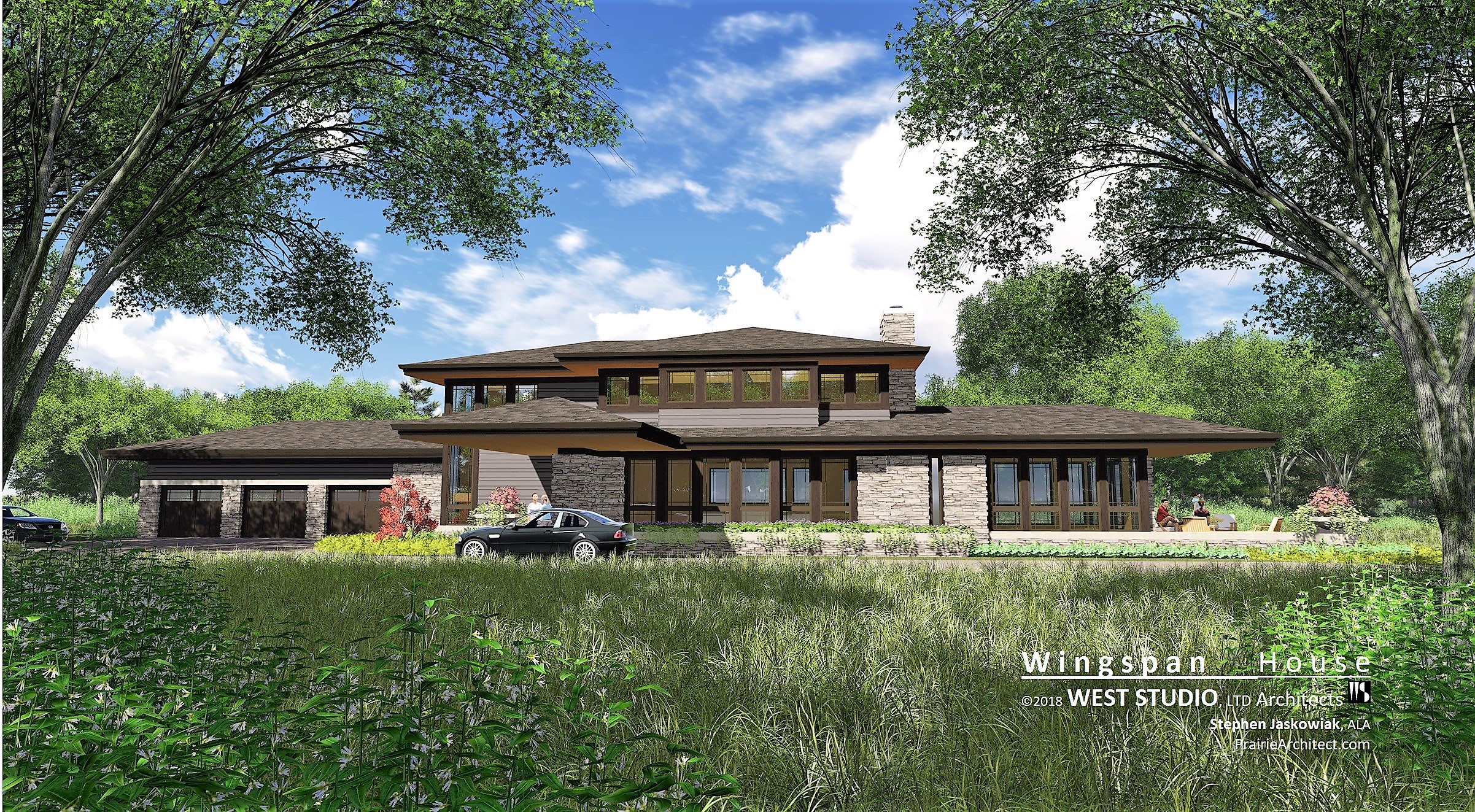 Modern Prairie-Style, North Shore Architect, Riverwoods, IL, West Studio- Architects, Frank Lloyd Wright