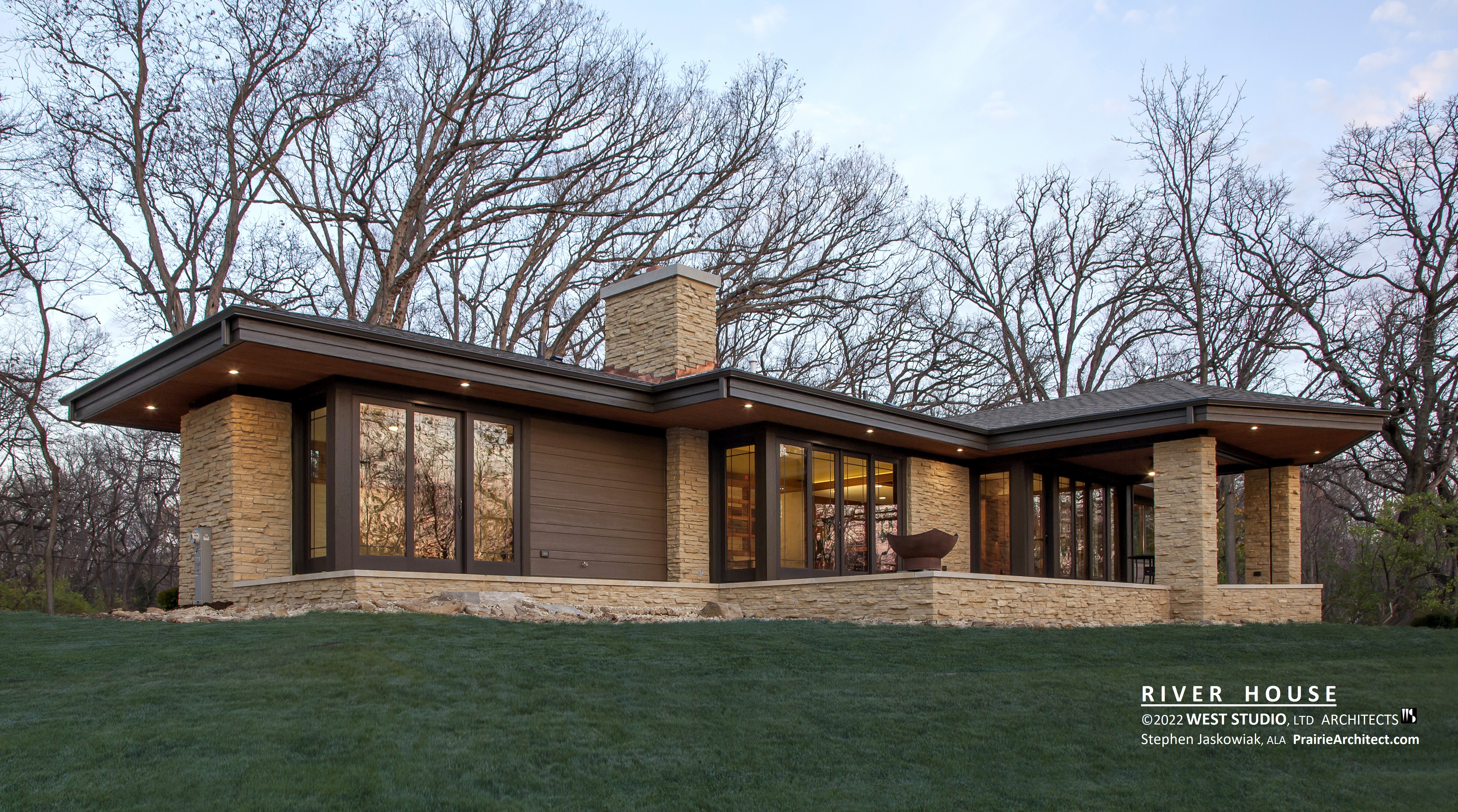 Modern Prairie House, Mid-Century Modern, Usonian House, Frank Lloyd Wright Inspired, West Studio Architects, Stephen Jaskowiak