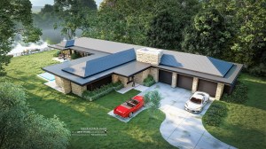 Solar House, Tesla Solar Roof Shingles, Frank lloyd Wright Inspired, West Studio Architects, Stephen Jaskowiak