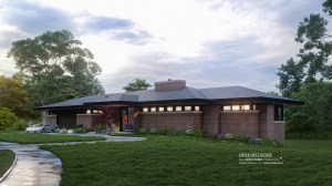 Frank Lloyd Wright Inspired, walk-out, ranch house, Prairie-style, West Studio Architects, Stephen Jaskowiak