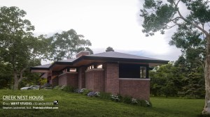 Frank Lloyd Wright Inspired, walk-out, ranch house, Prairie-style, West Studio Architects, Stephen Jaskowiak