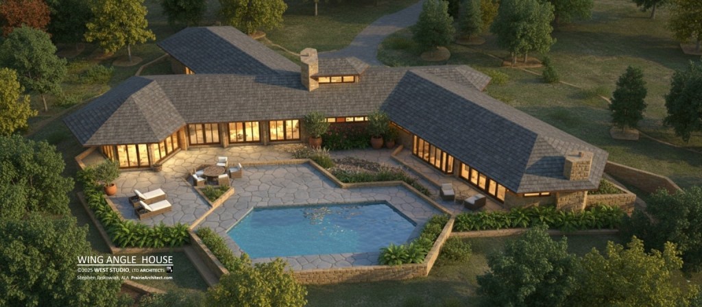 Frank Lloyd Wright Inspired House, Mid-Century Modern, Prairie, WEST STUDIO Architects, Stephen Jaskowiak
