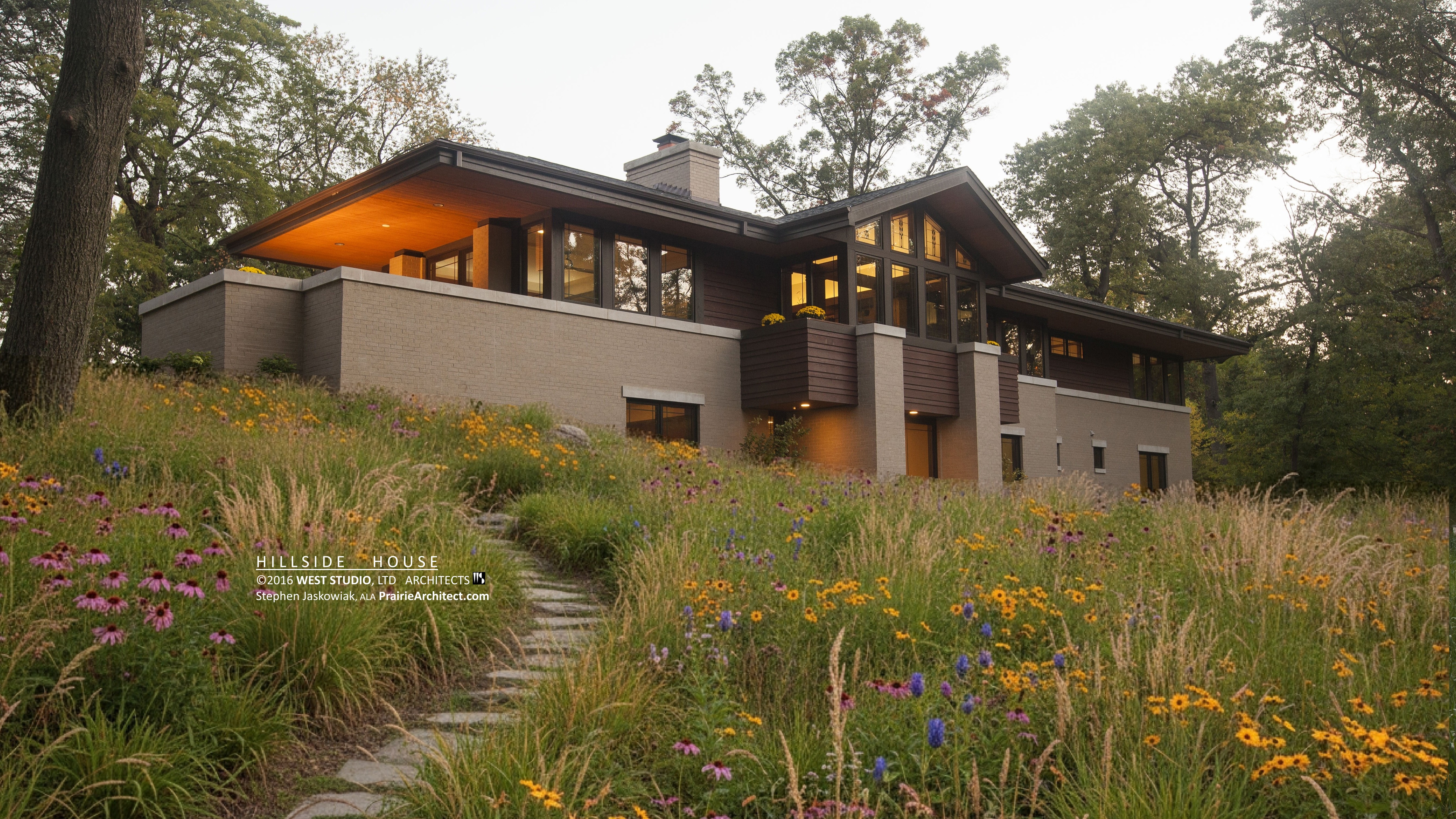 West Studio Architects, Frank Lloyd Wright Inspired House, Stephen Jaskowiak, Walk-out basement design, Organic architecture