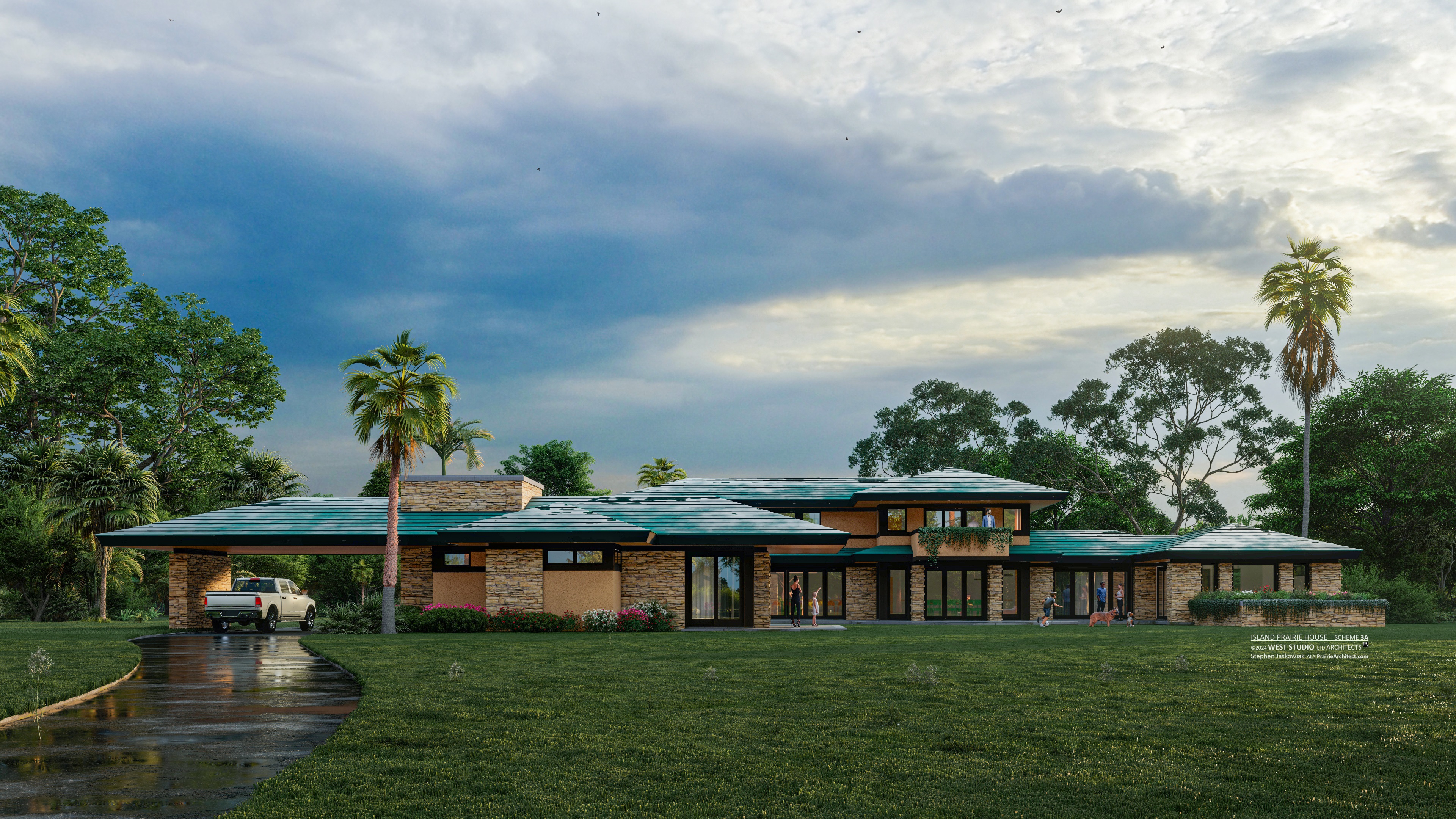 Modern Prairie Style House, Frank Lloyd Wright Inspired, WEST STUDIO Architects, Stephen Jaskowiak, PR