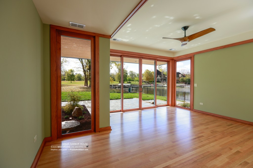 Net Zero House, Frank Lloyd Wright Inspired Design, Organic Architecture, Mid-century Modern, Interior, West Studio Architects, Stephen Jaskowiak, Architect