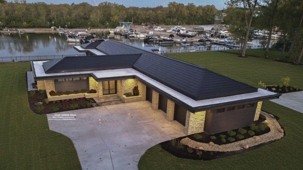 Net Zero House, Frank Lloyd Wright Inspired Design, Organic Architecture, Mid-century Modern, Interior, West Studio Architects, Stephen Jaskowiak, Architect