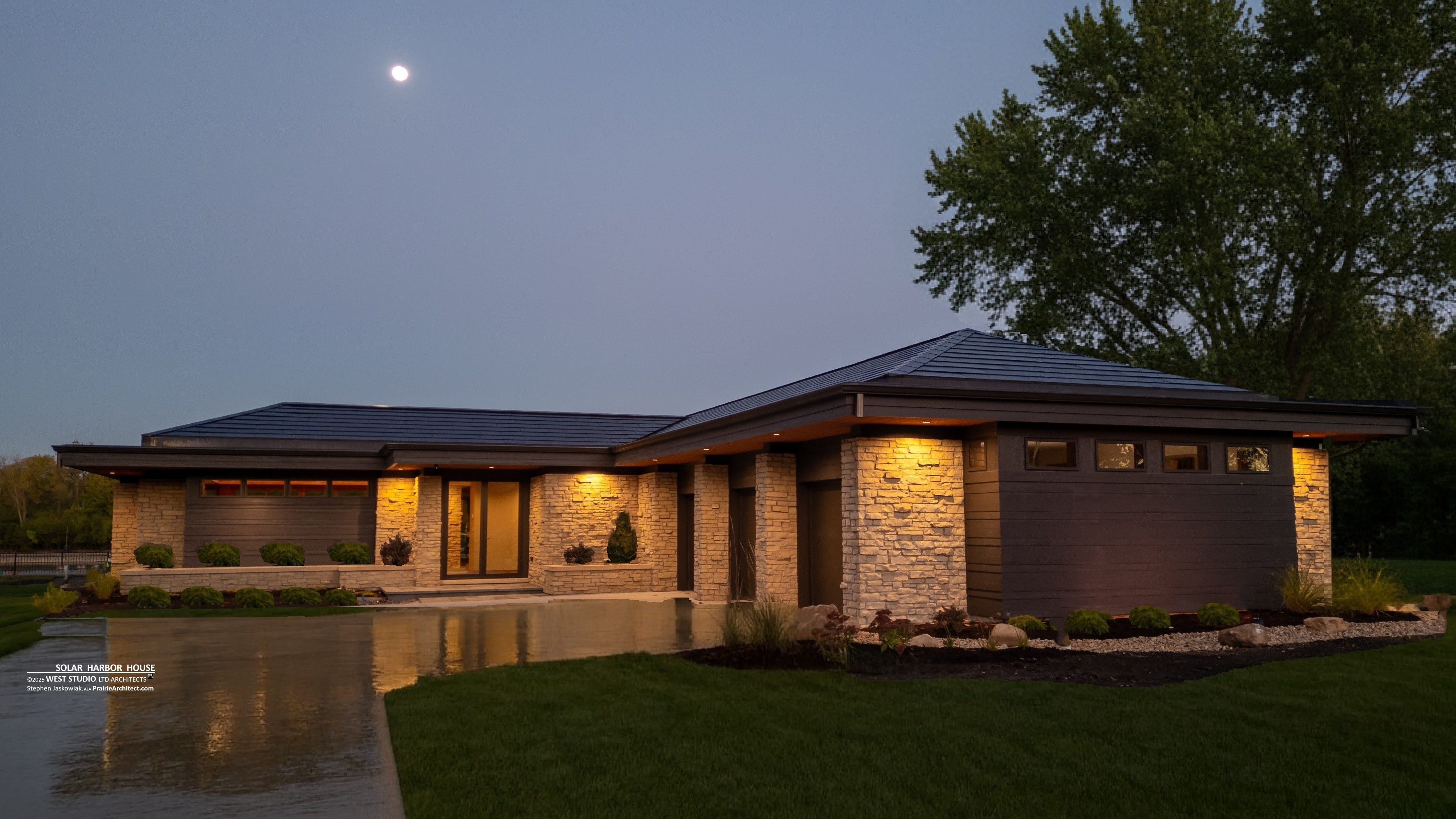 Net Zero House, Frank Lloyd Wright Inspired Design, Organic Architecture, Mid-century Modern, Interior, West Studio Architects, Stephen Jaskowiak, Architect