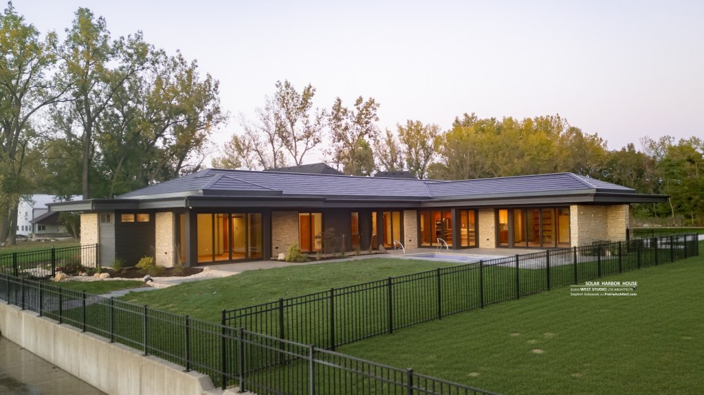 Net Zero House, Frank Lloyd Wright Inspired Design, Organic Architecture, Mid-century Modern, Interior, West Studio Architects, Stephen Jaskowiak, Architect
