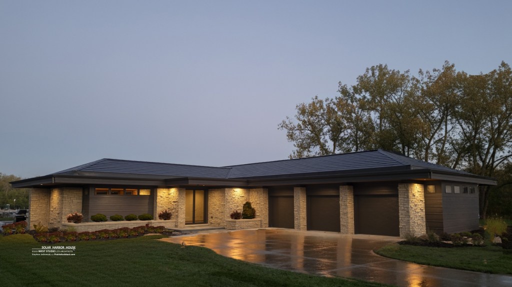 Net Zero House, Frank Lloyd Wright Inspired Design, Organic Architecture, Mid-century Modern, Interior, West Studio Architects, Stephen Jaskowiak, Architect